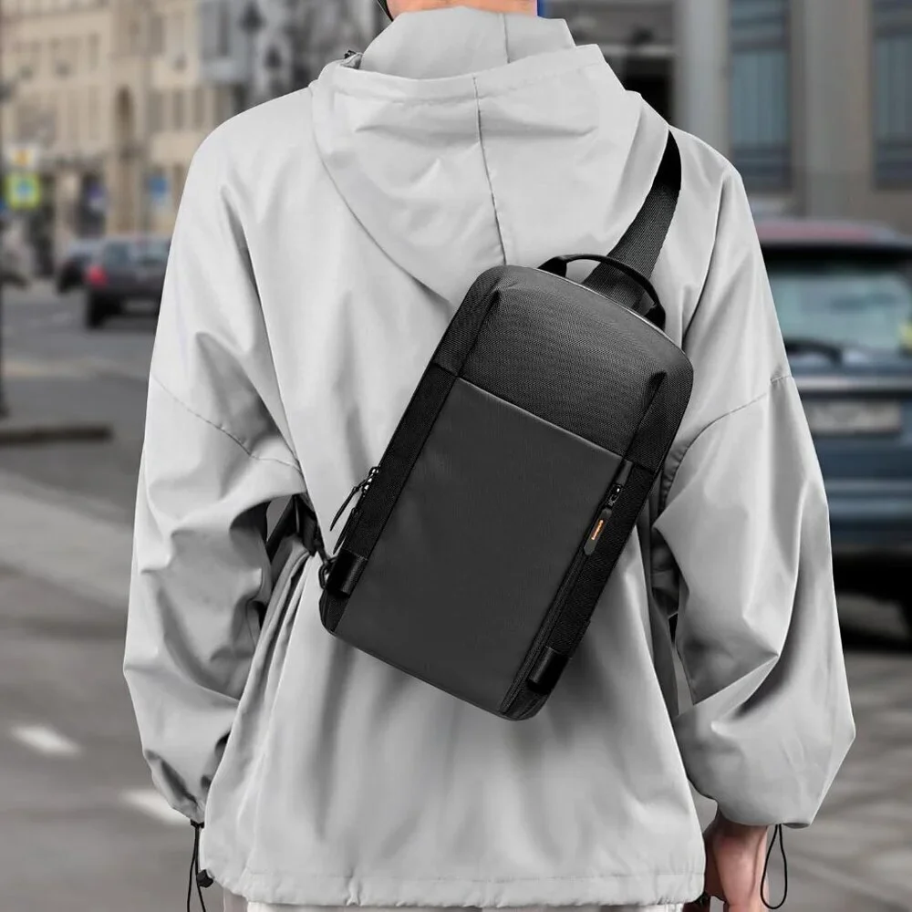 💫 Men Black Crossbody Bag Sling Stylish Waterproof Chest Work Travel Backpack